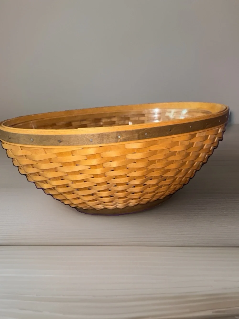 vintage Longaberger woven bowl basket with other liner